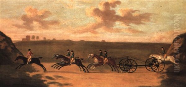 The Chaise Match, Run On Newmarket Heath, Wednesday, 29 August, 1750 Oil Painting by Francis Sartorius the Elder