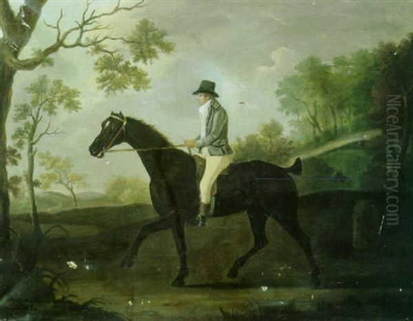 A Gentleman On A Dark Bay Hunter In A Landscape Oil Painting by Francis Sartorius the Elder