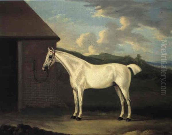 The Racehorse Atlas By A Stable Oil Painting by Francis Sartorius the Elder