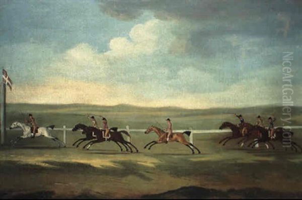 Jason Beating Specator, Rover, Brilliant, Whistlejacket, Venture And Stately For The Grate Subscription At Newmarket Oil Painting by Francis Sartorius the Elder