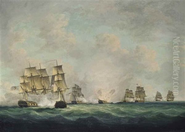 The Battle Of Cape Santa Maria, 5th October 1804: The Capture Of The Spanish Treasure Ships Off Cadiz by Francis Sartorius the Younger