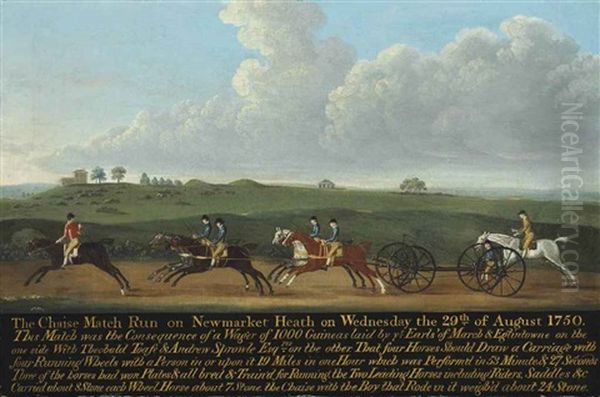 The Chaise Match Run On Newmarket Heath On Wednesday 29 August 1750 Oil Painting by Francis Sartorius the Younger