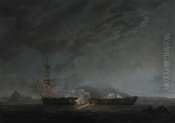 Dismasted Ships Off A Headland Oil Painting by Francis Sartorius the Younger