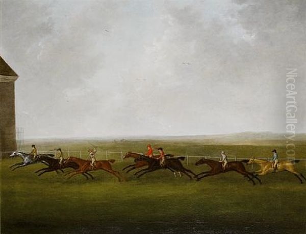 A Race At Newmarket Oil Painting by Francis Sartorius the Younger