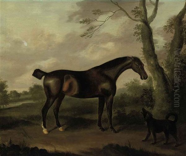 A Bay Hunter In A Landscape With A Dog Oil Painting by Francis Sartorius the Younger