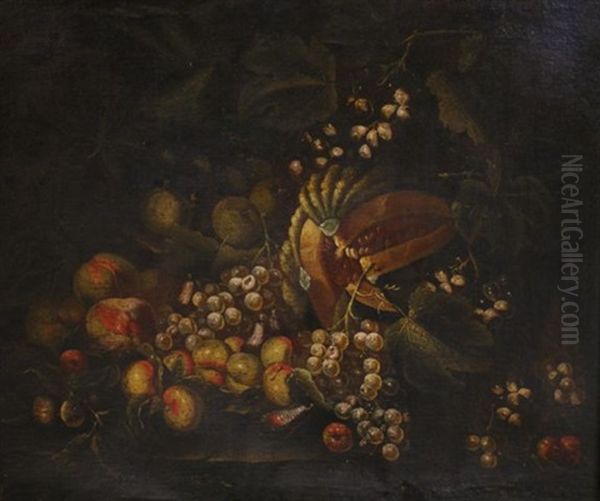 Still Life With Grapes And Melon Oil Painting by George William Sartorius