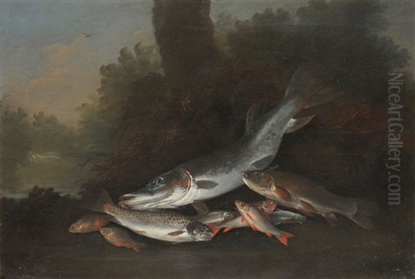 Still Life Of Fish Oil Painting by George William Sartorius