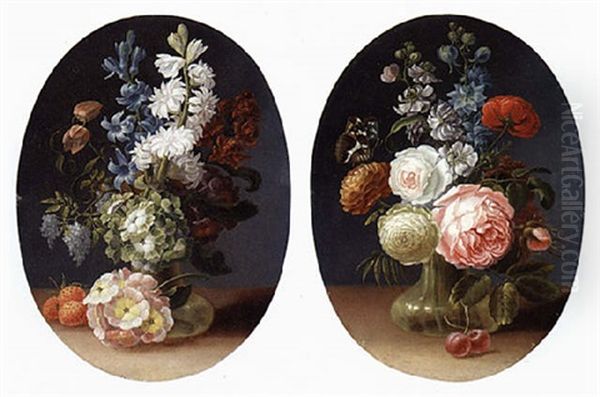 Still Life Of Flowers In A Glass Vase Oil Painting by Johann (or Jakob) Christopher Sartorius