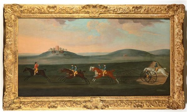 The Chaise Match Run On Newmarket Heath On Wednesday 29 August 1750 Oil Painting by John Francis Sartorius