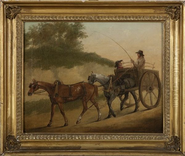 Two Farmers With A Horse-drawn Cart Oil Painting by John Francis Sartorius