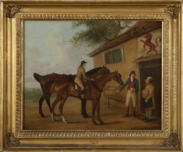 Riders Stopping At A Tavern Oil Painting by John Francis Sartorius