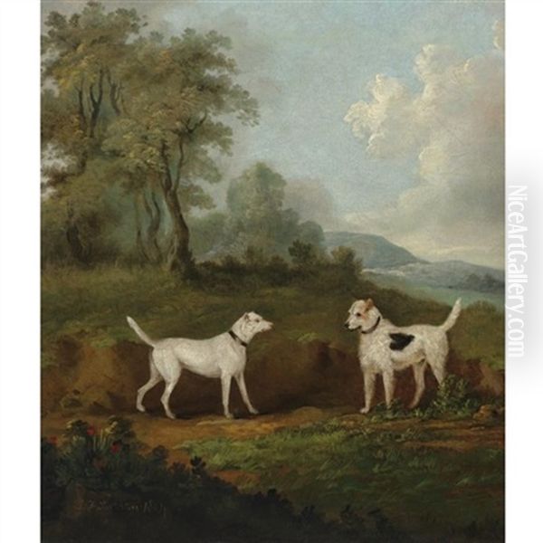 Two Dogs In A Landscape by John Francis Sartorius