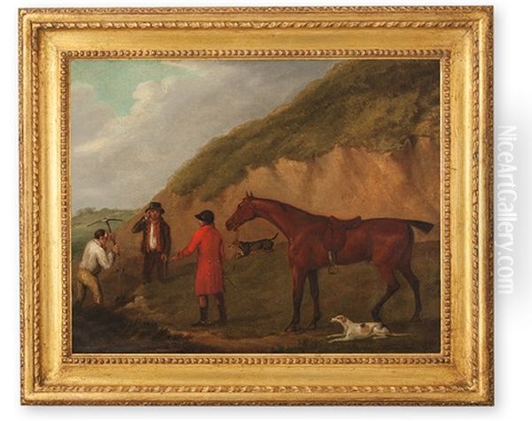 Reiter Mit Hunden Im Gesprach Mit Zwei Mannern Oil Painting by John Nost Sartorius