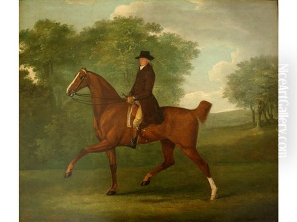 A Gentleman Riding Out On A Bay Hunter In A Park Oil Painting by John Nost Sartorius