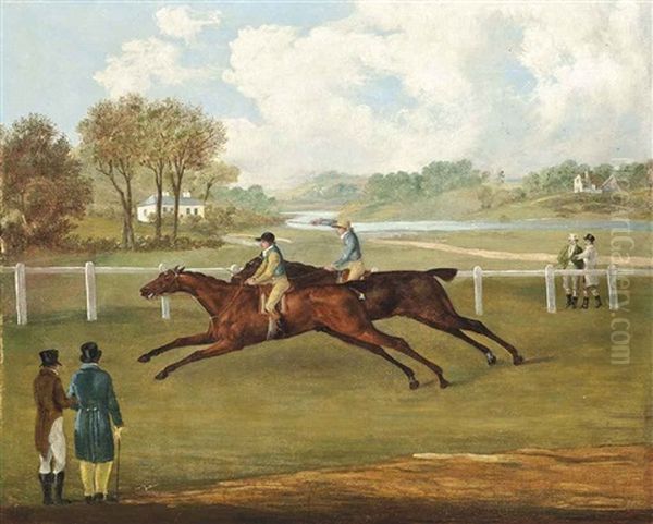 A Close Finish Oil Painting by John Nost Sartorius