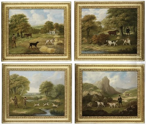 Shooting Scenes: Partridge (+ 3 Others; 4 Works) Oil Painting by John Nost Sartorius