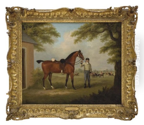 The Charger Of An Officer Of Yeomanry Held By A Groom In Stable Dress Oil Painting by John Nost Sartorius