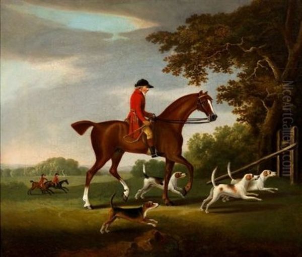 Hunter On Mount With Hunting Dogs Oil Painting by John Nost Sartorius