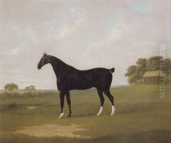 A Black Hunter In A Landscape Oil Painting by John Nost Sartorius