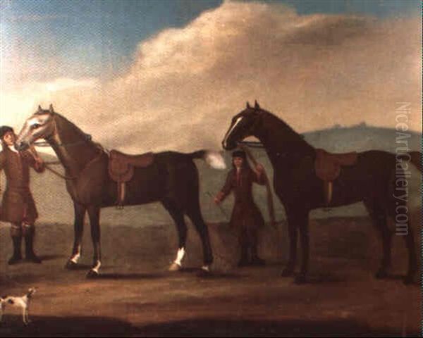 Two English Thoroughbred Horses Oil Painting by John Nost Sartorius