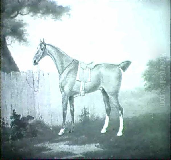 'confidential' - Portrait Of A Chestnut Hunter In A         Landscape Oil Painting by John Nost Sartorius