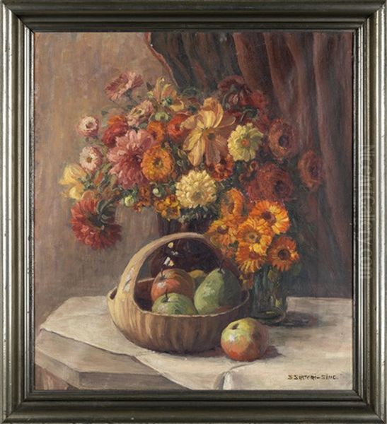 Stillleben Mit Blumen Und Fruchten Oil Painting by Susi Sartory-Sing