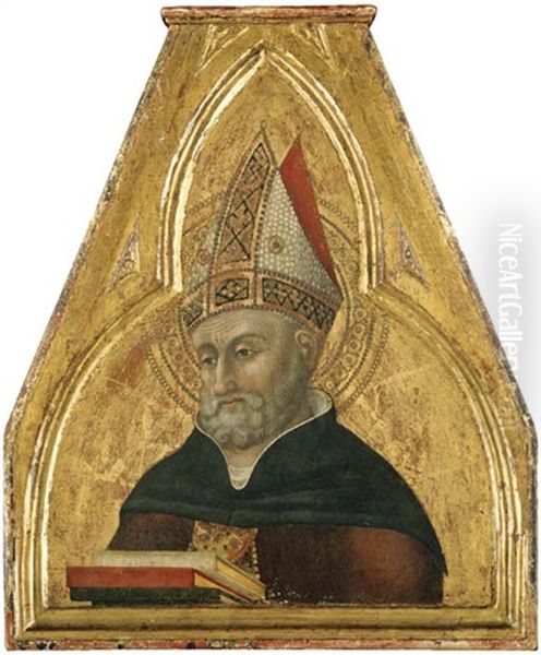 Saint Augustine, A Pinnacle Of The Borgo Sansepolcro Altarpiece Oil Painting by  Sassetta