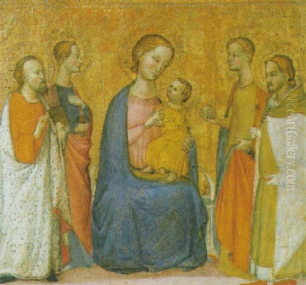 Madonna Con Bambino E Quattro Santi Oil Painting by  Sassetta