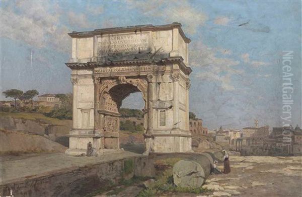 The Arch Of Titus, Rome Oil Painting by Pietro Sassi