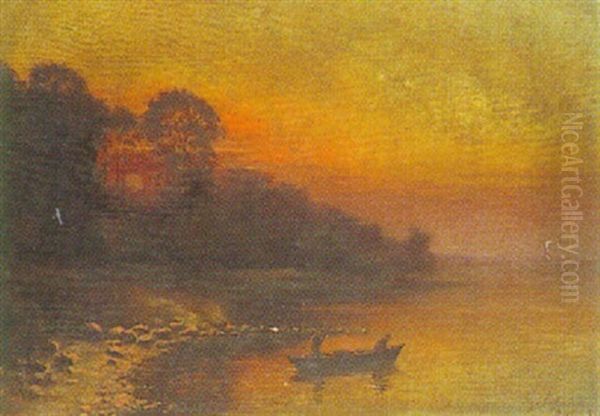 Motiv Von Der Mecklenburgischen Seenplatte Oil Painting by Georg Sassnick