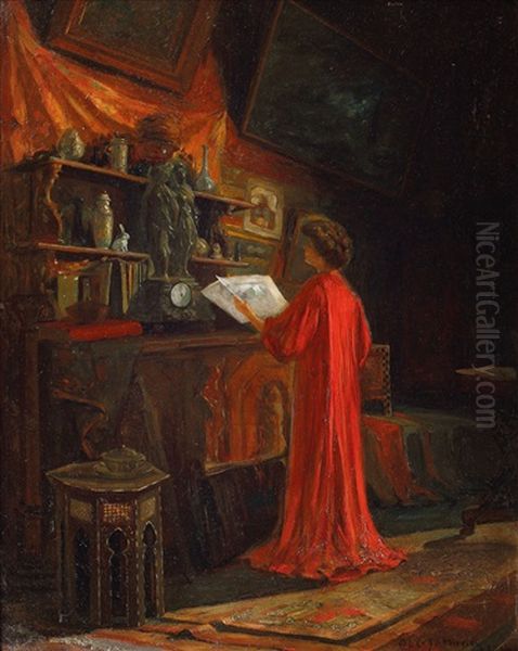 Principesa Maria In Interior Oriental Oil Painting by Alexandru Satmary