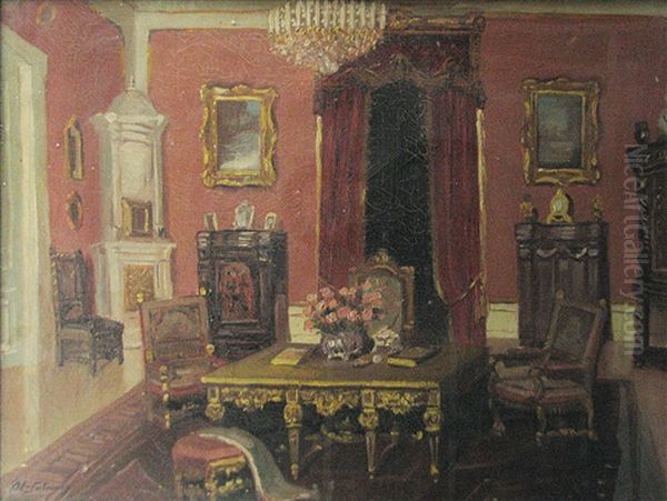 Bourgeois Interior Oil Painting by Alexandru Satmary