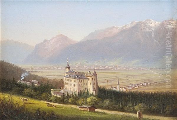 Blick Auf Schloss Ambras Und Innsbruck Oil Painting by Hubert Sattler