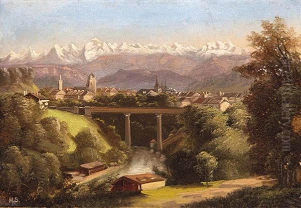 Blick Auf Bern Und Das Berner Oberland Oil Painting by Hubert Sattler