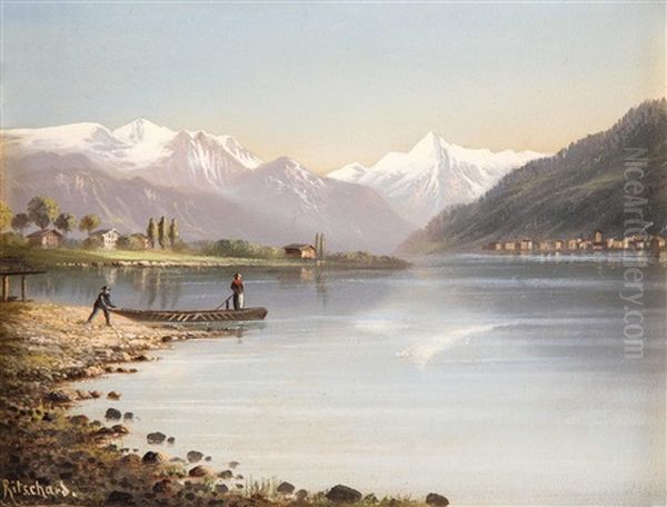 Zeller See Mit Dem Kitzsteinhorn Oil Painting by Hubert Sattler