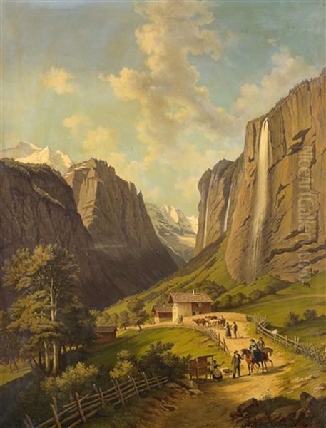 Lauterbrunnental Oil Painting by Hubert Sattler