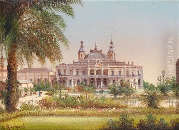 A Southern View, Casino In Monte Carlo Oil Painting by Hubert Sattler