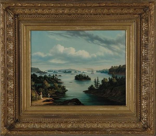 View Of Western America With Native Americans Oil Painting by Hubert Sattler