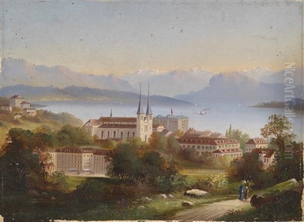 Blick Auf Luzern, Im Hintergrund Der Righi Oil Painting by Hubert Sattler