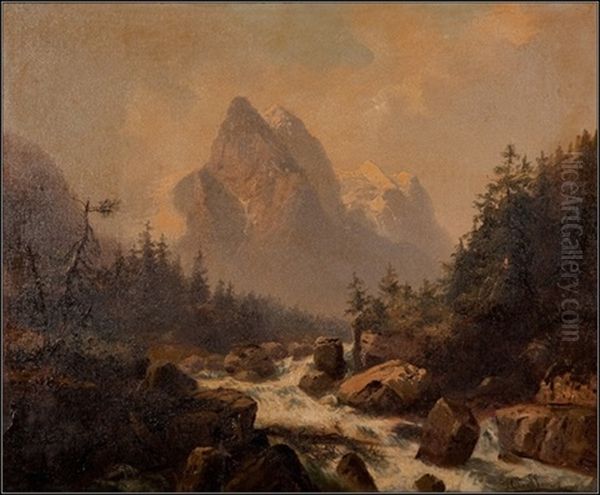 The Wellhorn And Wetterhorn by Hubert Sattler