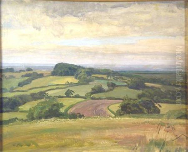 A Devon Vista Oil Painting by Frank Wright Bourdillon