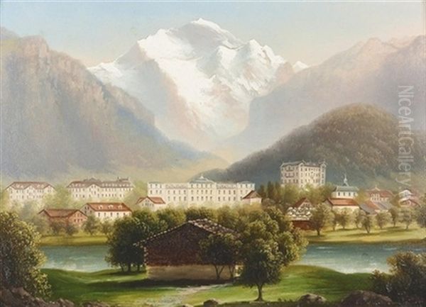 Interlaken Oil Painting by Hubert Sattler