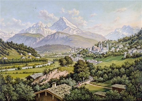 Blick Auf Berchtesgarden Oil Painting by Hubert Sattler