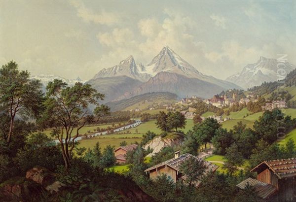 Blick Auf Berchtesgarden Oil Painting by Hubert Sattler