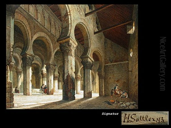 Innenraum Der Kathedrale Von Santa La Blanco, Toledo Oil Painting by Hubert Sattler