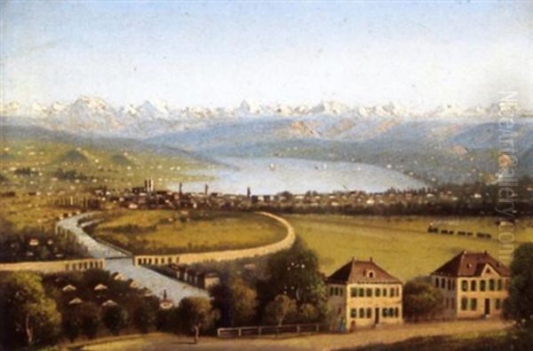 Blick Auf Zurich Oil Painting by Hubert Sattler