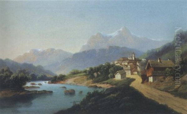 Berchtesgaden Oil Painting by Hubert Sattler