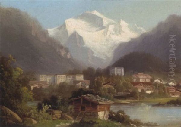 Blick Auf Interlaken Und Jungfrau Oil Painting by Hubert Sattler