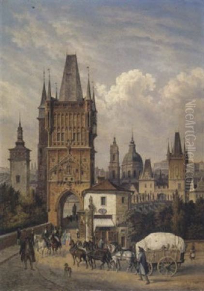 Blick Auf Prag Oil Painting by Hubert Sattler