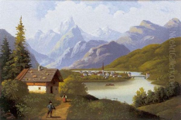 Motiv Aus Der Schweiz Oil Painting by Hubert Sattler